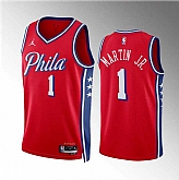 Men's Philadelphia 76ers #1 Kenyon Martin Jr Red Statement Edition Stitched Jersey Dzhi,baseball caps,new era cap wholesale,wholesale hats